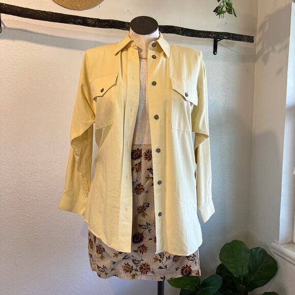Le Truc Germany Made Pale Yellow Oversized Button Down Shirt Size Large - Picture 1 of 11